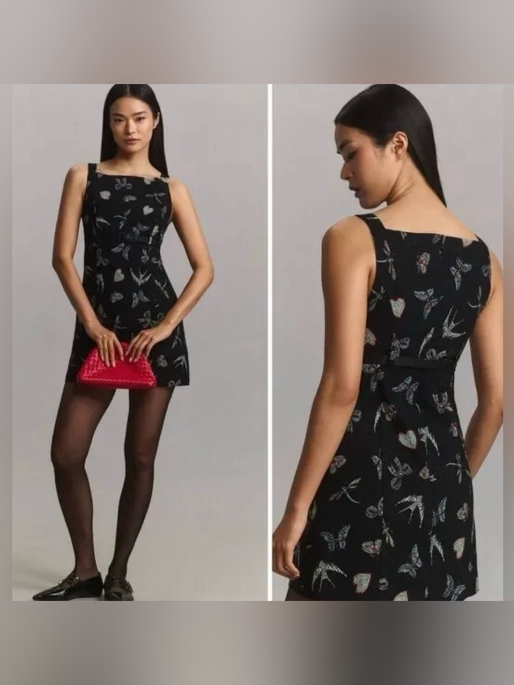 Anthropologie Maeve Coquette Novelty Print Boat-Neck Mini Dress Sz 10
